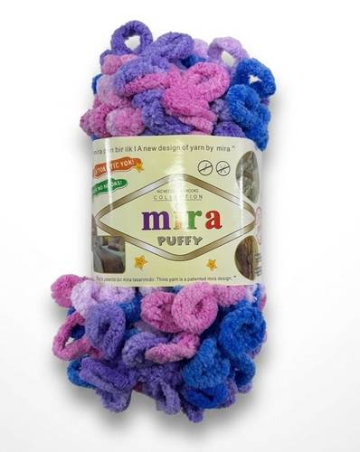 خيوط ميرا بوفي لووب متعددة الألوان للحياكة اليدوية – Mira Puffy– بكرة 9 أمتار (100 غرام) 