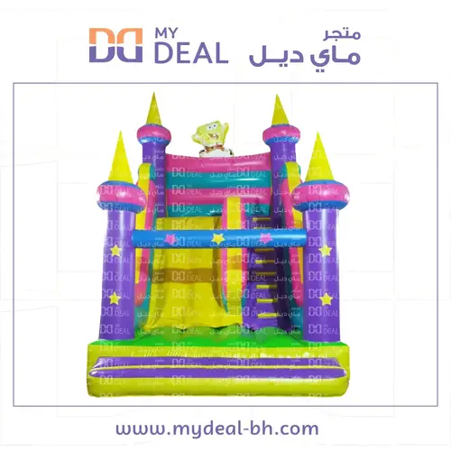 زحليقة هوائية شخصية سبونج بوب مع نطيطة وسلم ودرج كبير 6* 4*6 متر