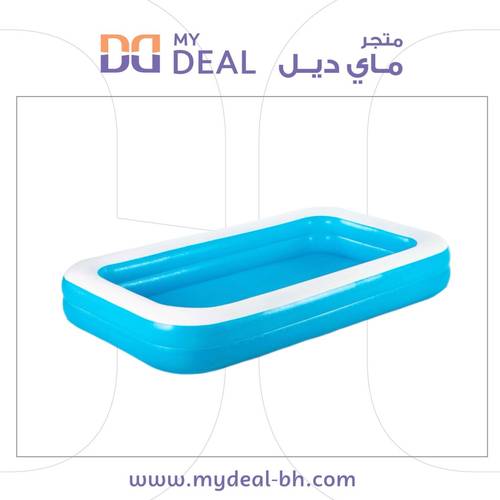 مسبح أطفال نفخ مستطيل أزرق طبقتين 