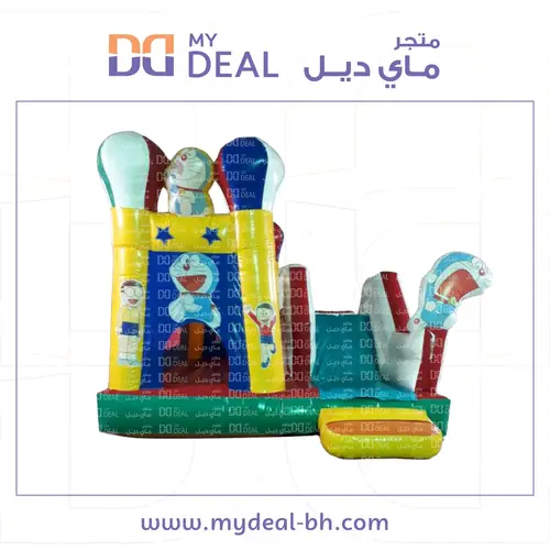 نطيطة دورايمون هوائية مع زحليقة جانبية وسلم وبوابة 5.7*4 متر