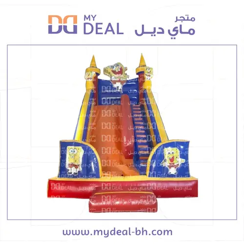 زحليقة هوائية شخصية سبونج بوب مع نطيطة وبوابة وجدار 8.30 * 4 * 7 متر