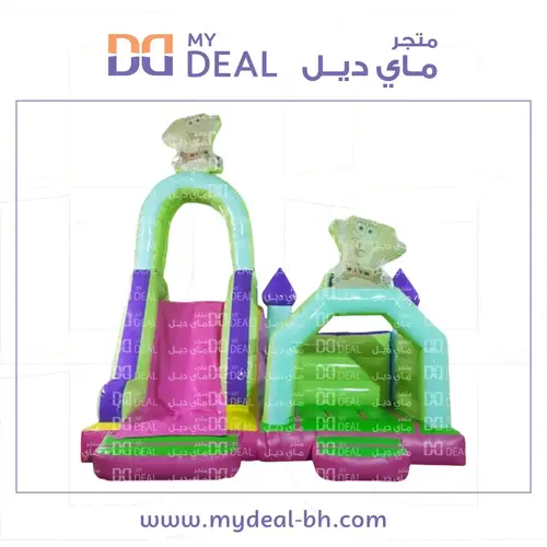 زحليقة هوائية مع نطيطة شخصية سبونج بوب مع سلم خلفي ودرجين مع درج  5.90*4.50*4  متر 