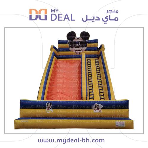زحليقة هوائية مزدوجة مع سلمين مزدوجة بتصميم ميكي ماوس وجدار أمامي11×6×10 م