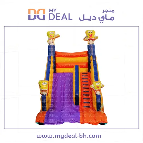 زحليقة هوائية شخصية سبونج بوب مع سلم واعمدة مشجرة 6.50* 4* 6 متر