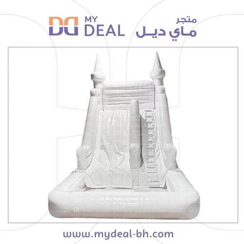 زحليقة مائية هوائية مع مسبح أبيض 6×4×5 متر – مثالية للحفلات والمهرجانات