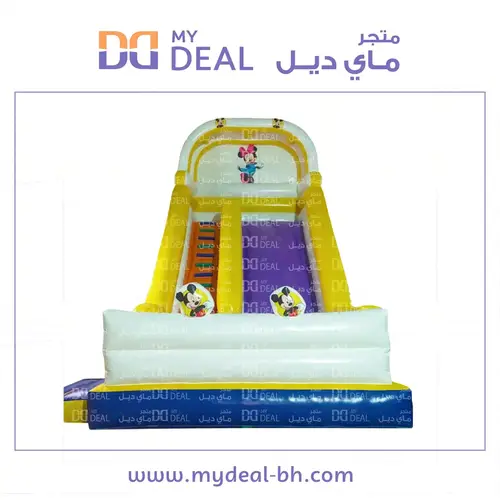 زحليقة هوائية شخصية ميكي ماوس مع مظلة علوية وسلم وجدار ودرج 7* 4.5* 7 متر
