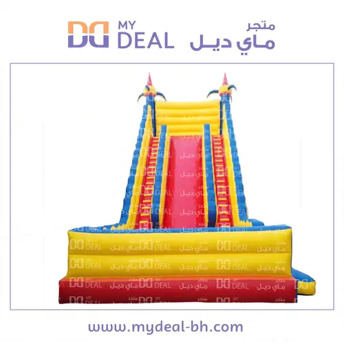 زحليقة هوائية مع نطيطة مشجرة مع سلمين وجدار وبوابة جانبية 11*6*10 متر 
