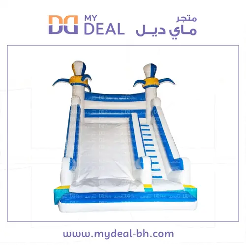 زحليقة هوائية لون ابيض وازرق مع درج كبير 7*5.25*7 متر