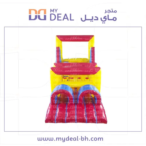 مدينة هوائية متاهة مع زحليقة وحوض مسبح مائي وسلم وتسلق وحواجز قفز ونفقين واربع اعمدة الطول 8 متر العرض 4 متر