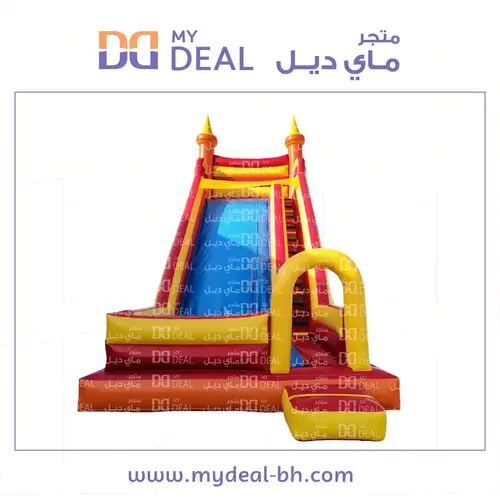 زحليقة هوائية مع نطيطة وبوابة وشبك وجدار 10.70*4*9.50 متر