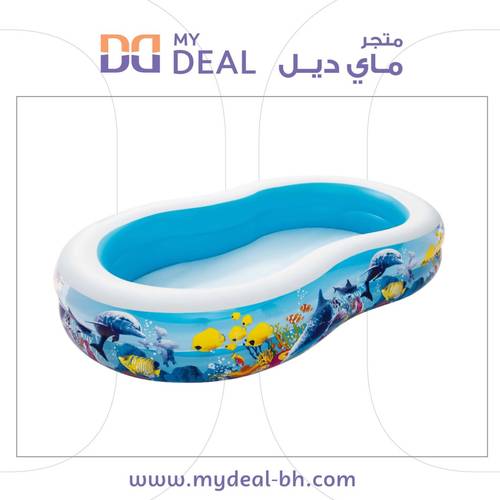 مسبح أطفال نفخ بيضاوي طبقتين دولفين 262*157*46 سم