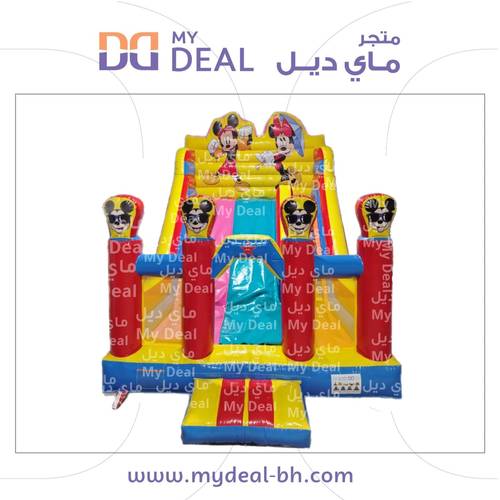 ايجار زحليقه مع نطيطه بشخصية ميكي وماوس | طول 6.50 م عرض 4.50م ارتفاع 5 م