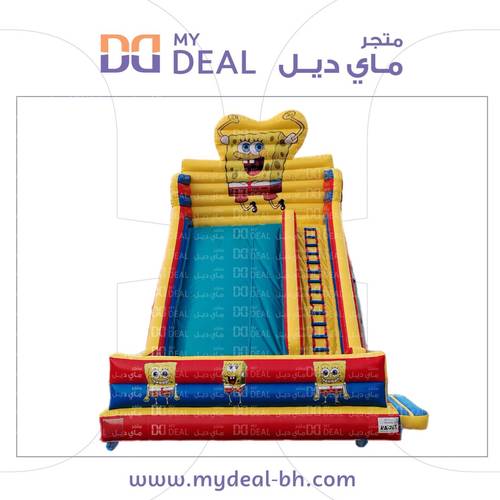 زحليقة هوائية سبونج بوب مع نطيطة وسلّم جانبي 8 × 6 × 8 متر