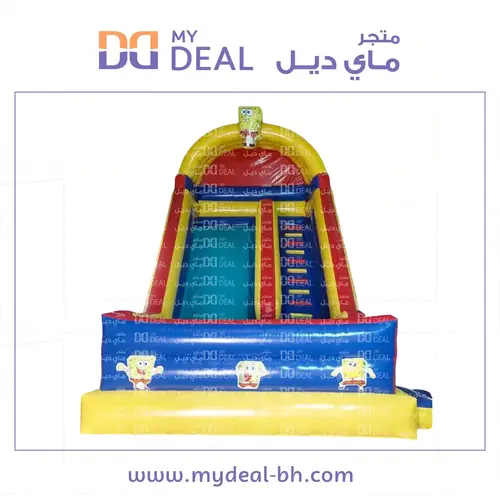 زحليقة هوائية مع نطيطة شخصية سبونج بوب مع مظلة وسلم وجدار وبوابة جانبية 7*4.50*7 متر 