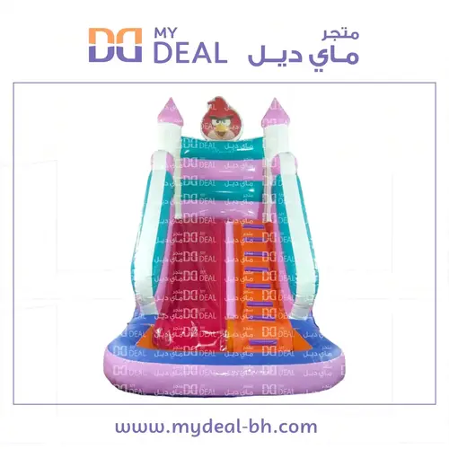 زحليقة انجري بيردز مسارين مع سلم وحوض مائي طول ٥.٥٠ متر عرض ٣ متر ارتفاع ٤.٥٠ متر 