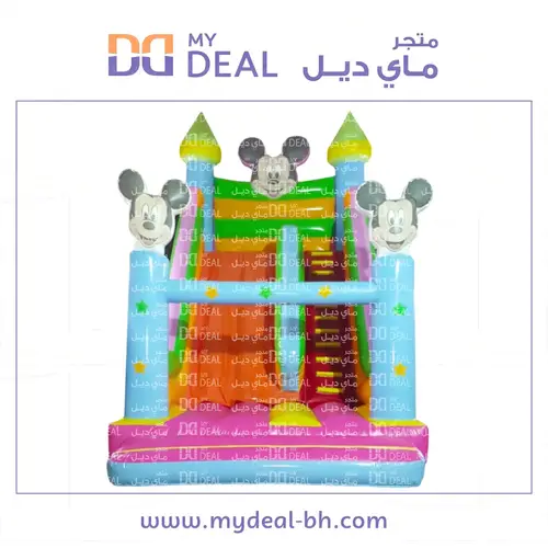 زحليقة هوائية مع نطيطة شخصية ميكي ماوس مع سلم ودرج كبير  7*4*7 متر 