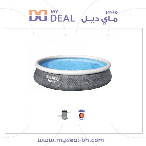 مسبح مائي لكل الأعمار طوق نفخ رصاصي مع فلتر 3.96*3.96*84 سم يتسع 8 اشخاص سعة 7,340 لتر