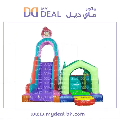 زحليقة هوائية مع نطيطة شخصية انجري بيردز مع سلم ودرج 6.90*3.60*5 متر 