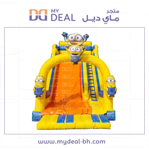 إيجار زحلاقة هوائية مع نطيطة وشخصية مينيونز مع درج  8* 4.50 *7 متر