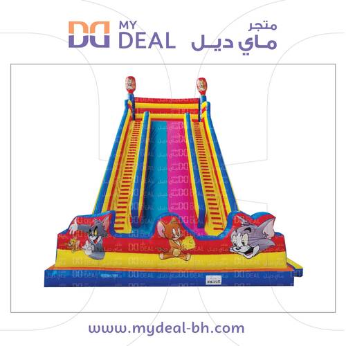 زحليقة هوائية مع نطيطة شخصيات توم وجيري الضخمة مع سلم وجدار وبوابة 13×6.7×11 متر للبيع