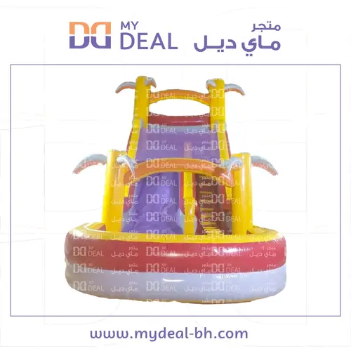 زحليقة مائية بمسبح مع سلم وحوض دبل وشبك علوي 8 * 4 * 6 متر