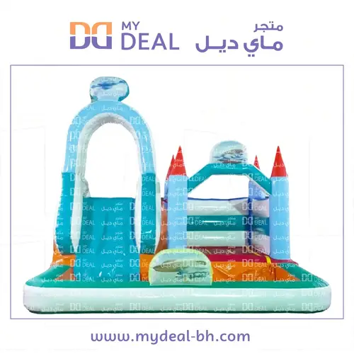 زحليقة السنافر مع سلم وحوض كبير ونطيطة مع درج طول ٥.٧٠ متر عرض ٤.٥٠ متر ارتفاع ٣.٥٠ متر