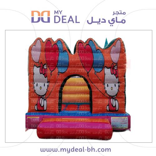 نطيطة هوائية بشخصية كيتي بواجهة كبيرة مع درج وبوابة 3.70×3 متر