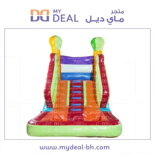 زحليقة مائية مسارين وسلم وسط طول ٤.٥ متر العرض ٣ متر الارتفاع ٣.٥ متر 