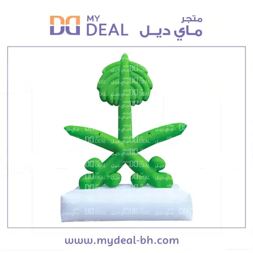 إيجار مجسم نفخ شعار المملكة سيفين ونخلة ارتفاع 4.6 متر