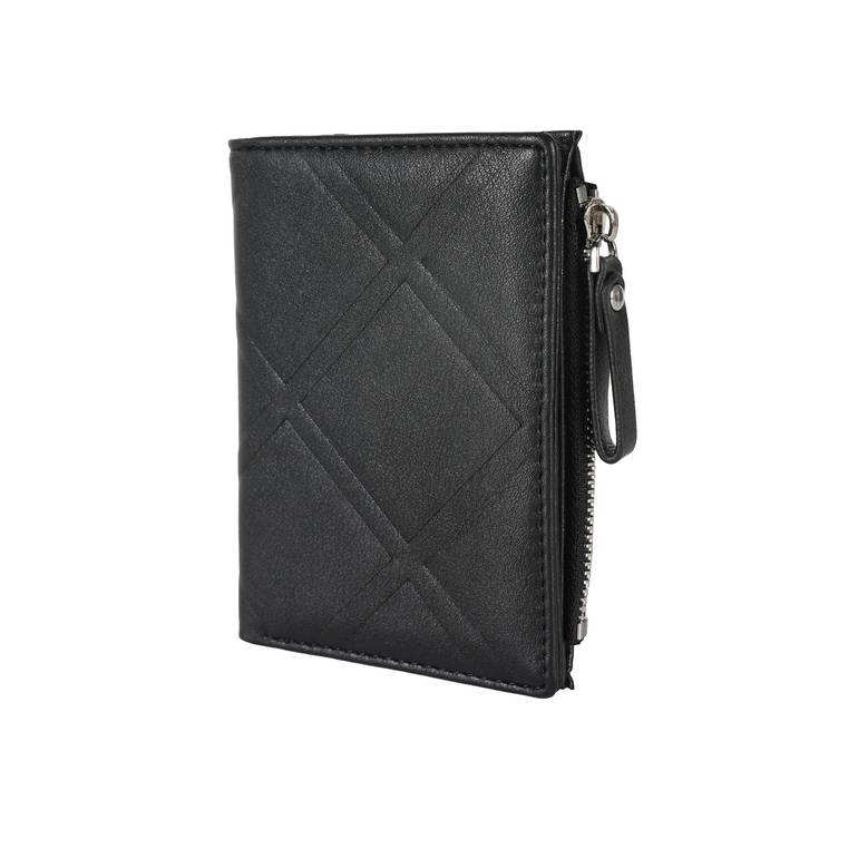 Soft leather women's wallet | Wallet closure with external zipper - BLACK