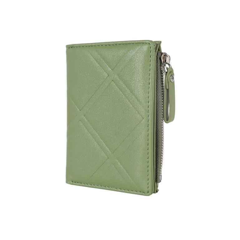 Soft leather women's wallet | Wallet closure with external zipper - GREEN