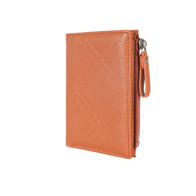 Soft leather women's wallet | Wallet closure with external zipper - BROWN