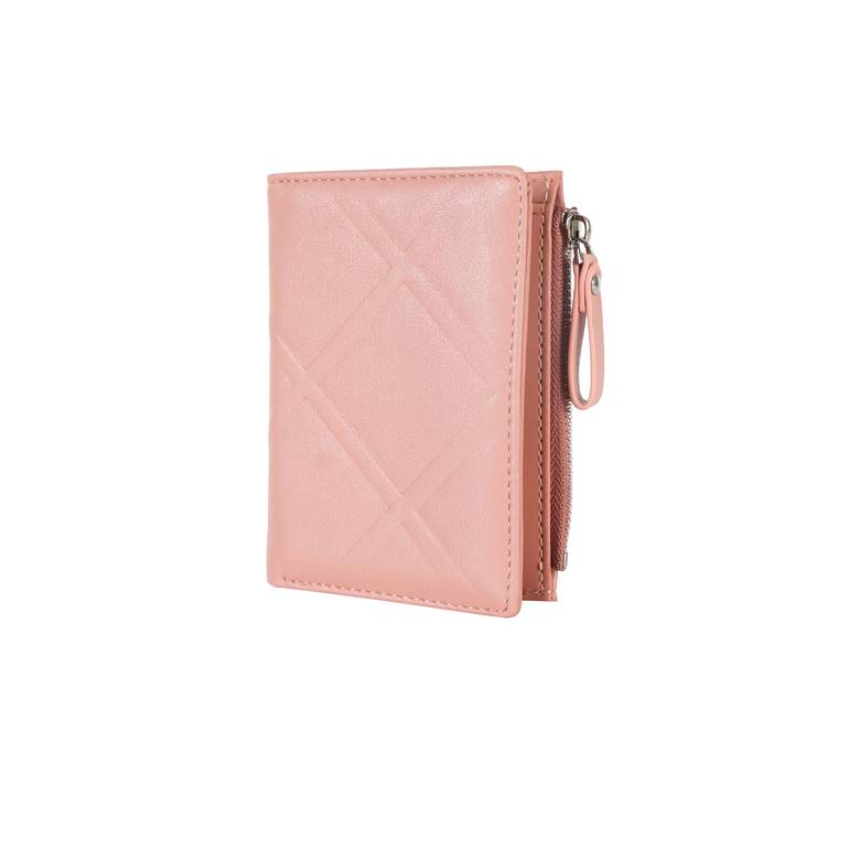 Soft leather women's wallet | Wallet closure with external zipper - Pink