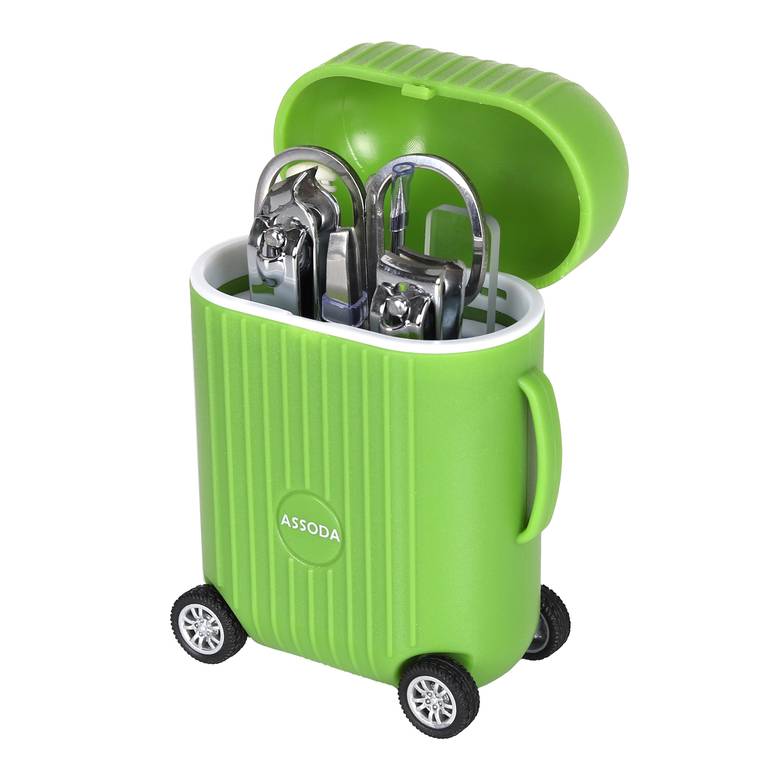 ASSODA 8-Piece Nail Care Set in Travel Suitcase Design - GREEN