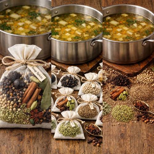 10 صرر بهارات الشوربة 🌿 تشكيلة من البهارات الصحيحة المغسولة والمجففة، مجهزة بعناية وبأدوات نظيفة للحفاظ على الجودة والنكهة. تمنح الشوربة طعمًا غنيًا ورائحة دافئة ومذاقًا أصيلًا.