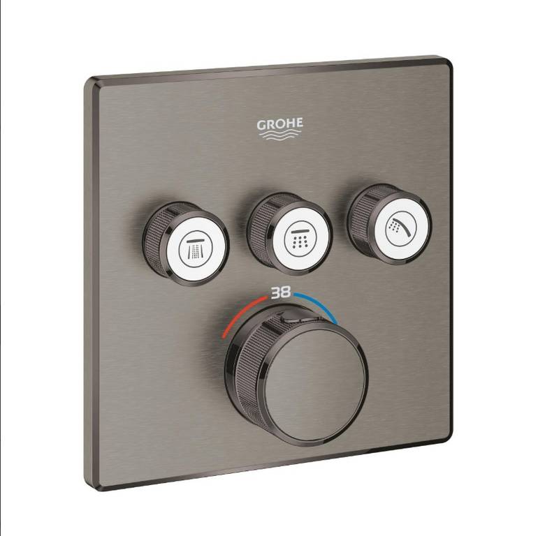 وجه ترموستات تيتانيوم جروهي مربع 3 خطوط GROHTHERM SMARTCONTROL THERMOSTAT FOR CONCEALED INSTALLATION WITH 3 VALVES GROHE
