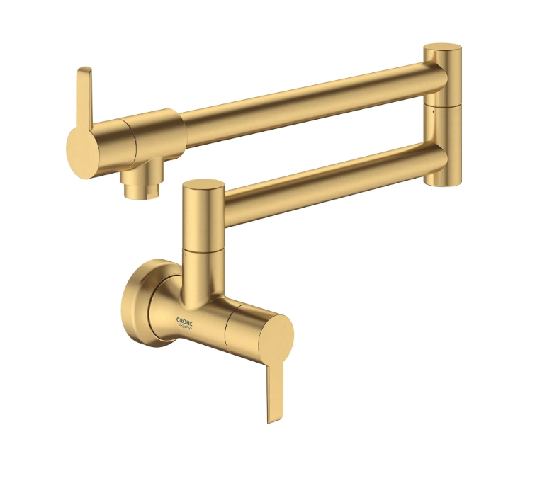 خلاط جروهي متحرك جداري ذهبي مت GROHE ZEDRA 2-HANDLE WALL MOUNT POT FILLER