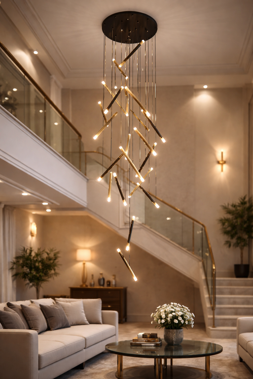 نجفة ذهبية متدلية LED