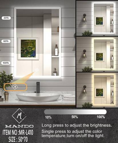 مرايا حمام LED مستطيلة بإطار مضيء - MANDO 