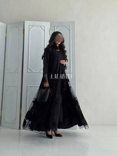 عبايه(زينه3)قماش تل مطرزبطانه كريب