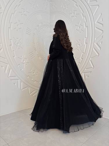 عبايه (غزل) قماش كريب +تل مكسر +تل شك
