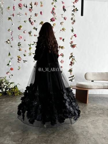 عبايه (يمامه) قماش كريب +تل +تل مورد