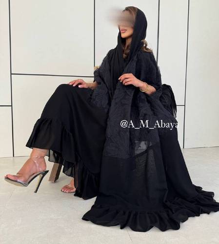 عبايه (ليلياس) قصه كيب قماش شيفون مبطن تل مورد