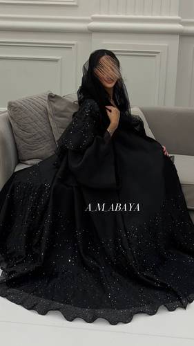 عبايه (ملاك) قماش اورقنزابكريستال مبطنه بكريب