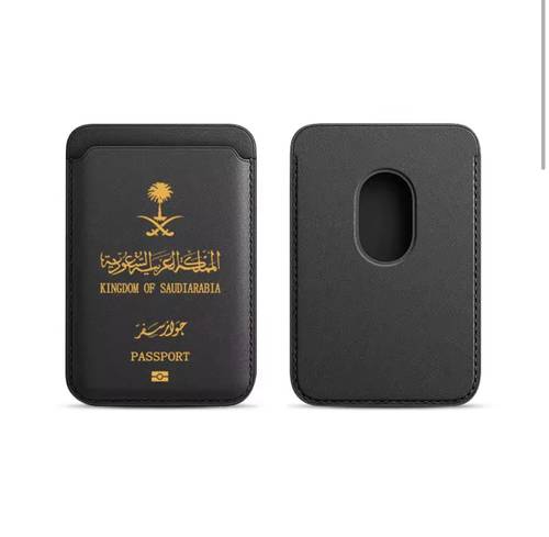 محفظة من جلد  iPhone بشعار السعودية حافظة للبطاقات