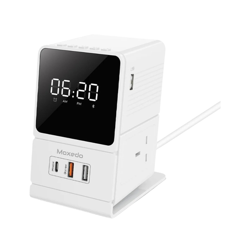 Moxedo Multi-function Desktop Charging Hub With Wireless Bluetooth Speaker & Alarm Clock