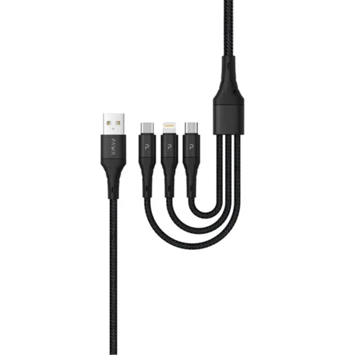 Pawa Nylon Braided 2.4A Data & Quick Charging 3In1 Cable 1.2M/4Ft