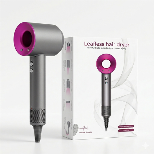 Leafless High-Speed Hair Dryer with 5 Magnetic Styling Nozzles.