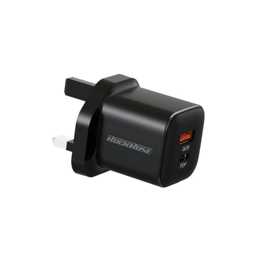 Rock Rose – PD Dual Port Travel Charger – Black