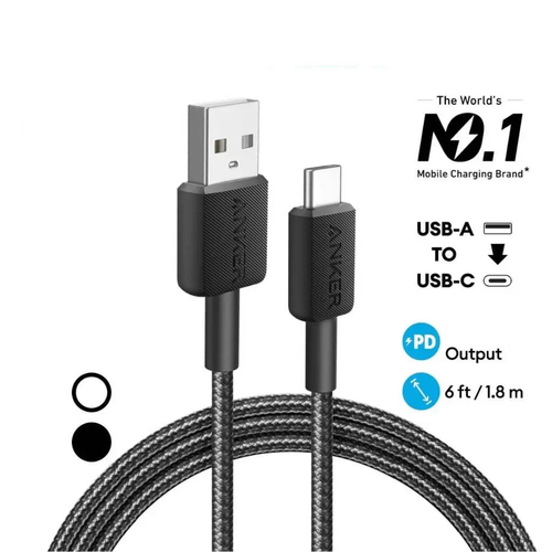 Anker 322 Usb-A To Usb-C Cable (6Ft Braided) - Fast Charging For Phones And Tablets